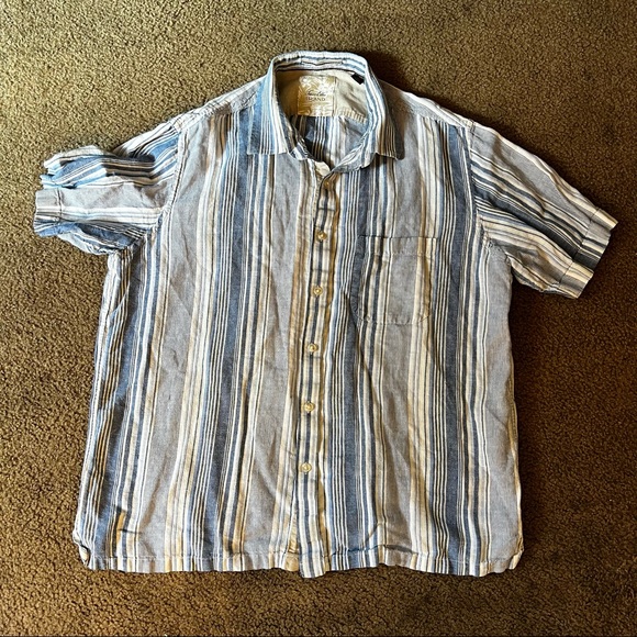 Tasso Elba Island Striped Shirt Linen Cotton Size XL Short Sleeve - Picture 2 of 4